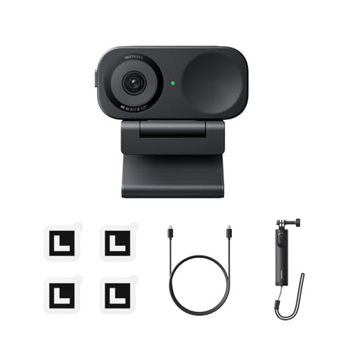 Insta360 Link 2C Tripod Bundle 2.0-4K Webcam for PC/Mac, 1/2" Sensor, Auto Framing, HDR, AI Noise-Canceling Mic, Gesture Control for Streaming, Video Calls, Gaming, Works with Zoom, Teams, Twitch - color: Graphite Black, style: Tripod Bundle 2.0