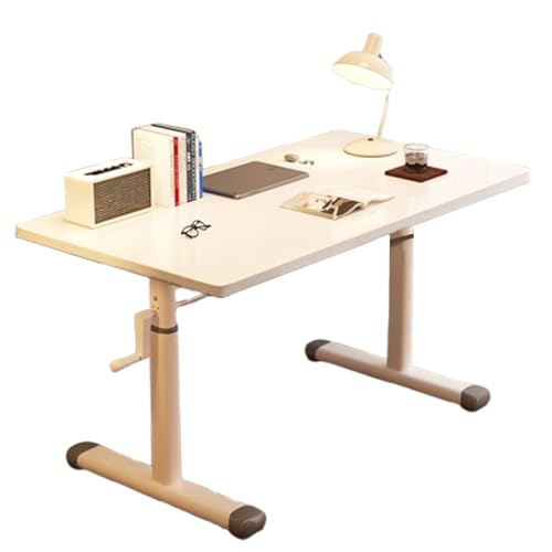 Manual Standing Desk, Crank Height Adjustable Computer Desk 80x60cm 100x60cm 120x60cm Lifting Range 63-90cm I-Shaped Carbon Steel Table Legs Computer Workstation White 120x60CM - color: White, size: 120*60CM