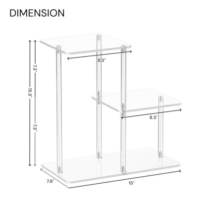 Acrylic Desktop Bookshelf, 7.9" D x 15" W x 15.3" H, Small Desktop Shelves Organizer, 3-Tier Clear Mini Table Top Shelf for Office Supplies and Desk Accessories, Easy Assembly