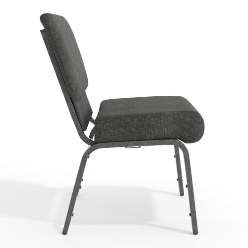 Flash Furniture 4 Pack HERCULES Series 21''W Church Chair in Dark Gray Fabric - Silver Vein Frame - color: Dark Gray Fabric/Silver Vein Frame, size: Set of 4
