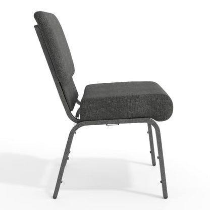 Flash Furniture 4 Pack HERCULES Series 21''W Church Chair in Dark Gray Fabric - Silver Vein Frame - color: Dark Gray Fabric/Silver Vein Frame, size: Set of 4