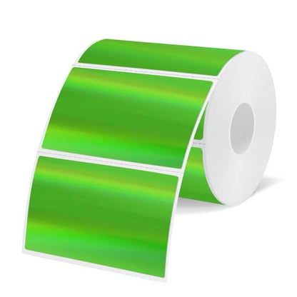 3x2 Inch Holographic Thermal Labels, Green Direct Thermal Stickers Label, Self-Adhesive Thermals Printer Sticker Labels, Perforation Line Design- 200Pcs - color: Holographic Green, size: 2*3 inch