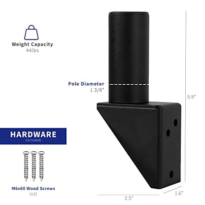 VIVO Wall Mount Conversion Pole Bracket, for Single or Dual Monitor Mount Arms, Standard 1-3/8 inch Diameter, Universal Compatibility, Weight Capacity 44 lbs, Black, MOUNT-WCB01