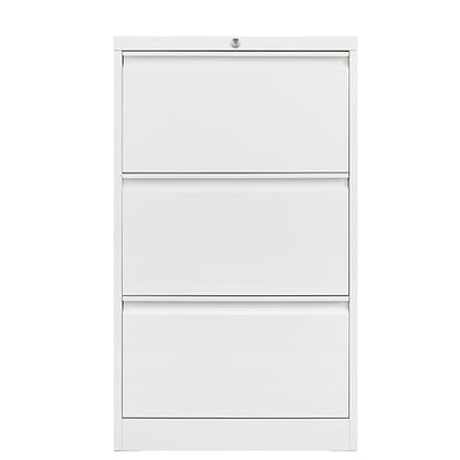 Garvee 3 Drawer Lateral File Cabinet, Heavy Duty Metal Filing Cabinet | White File Cabinet with Lock for Home Office, for Legal/Letter/f4/a4 Hanging Files with Business Card Holder