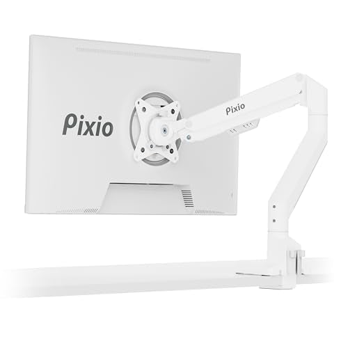 Pixio PS1S Wave White Single Monitor Arm Stand Desk Mount - Fits up to 32 inches Monitors and up to 19.8lbs. VESA Compatibility and Integrated Cable Management - color: White, size: Single