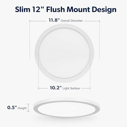 KSANA 12 Inch LED Flush Mount Ceiling Light, 5 CCT Selectable Ultra-Slim Round Flat Panel Light, Triac Dimmable 5%-100%, 24W 2160LM Ceiling Light Fixture for Kitchen, Bedroom, Hallway, Office - size: 12 Inch