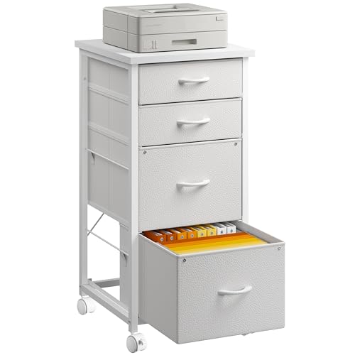 DurayLoly 4-Drawer Rolling File Cabinet Fits A4 Letter Size For Home Office | Printer Stand With Stable Frame, Large Capacity, Easy To Move And Assemble With Lockable Casters, White - color: White