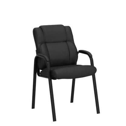 CLATINA Leather Guest Chair with Padded Arm Rest for Reception Meeting Conference and Waiting Room Side Office Home Black 2 Pack - color: Black, size: 2 Pack