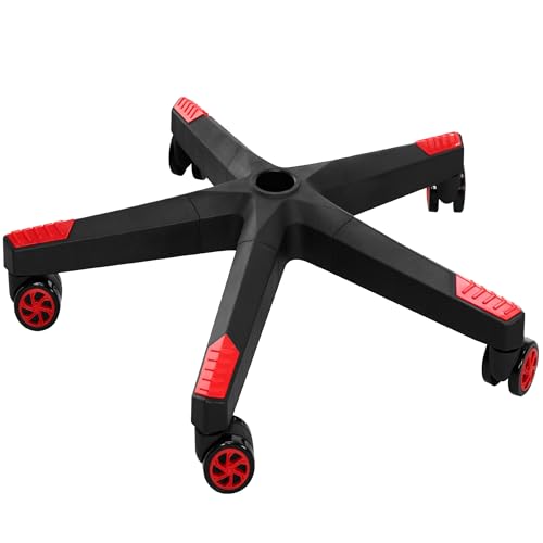 28" Heavy Duty Nylon Gaming Office Chair Base Replacement Part with Wheels | Computer Chair Base Legs with 5 Casters - color: Red