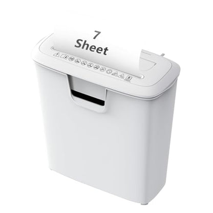 Bonsaii High-Performance 7-Sheet Strip-Cut Shredder, Low Noise, CD & Credit Card Compatible, with 3.4-Gallon Bin and Thermal Protection, White - color: White, size: 7-sheet | Strip Cut