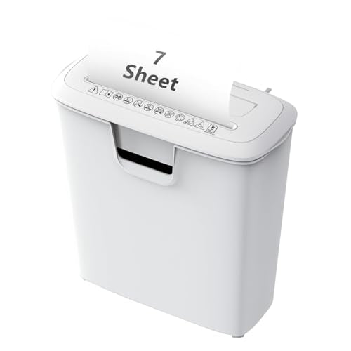 Bonsaii High-Performance 7-Sheet Strip-Cut Shredder, Low Noise, CD & Credit Card Compatible, with 3.4-Gallon Bin and Thermal Protection, White - color: White, size: 7-sheet | Strip Cut