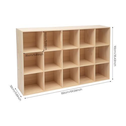 15 Cube Storage Organizer - Solid Wood Bookshelf - Cube Shelf - Vertical or Horizontal Bookcase - Open Book Shelf - Easy Assembly for Bedroom, Living Room, Office - size: 15-Cube