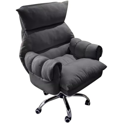 Executive Office Chair with Wheels, Swivel Computer Recliner, Padded Seat & Arms, Adjustable Height, Ergonomic Desk Chair for Home Office, Study & Conference,Dark Grey-with Footrest - color: Dark Grey, size: With Footrest