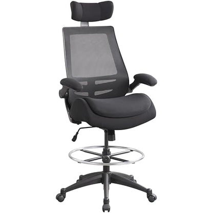 BOLISS Big and Tall Drafting Chair 400lbs High Back Dual Seat Cushion - color: Black, size: BLS-2818HDS