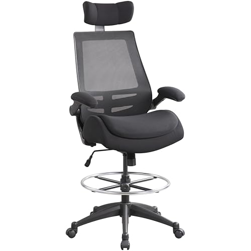 BOLISS Big and Tall Drafting Chair 400lbs High Back Dual Seat Cushion - color: Black, size: BLS-2818HDS