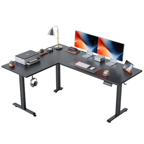 Agilestic L Shaped Standing Desk 63 inch Adjustable Height, Electric Corner Standing Desk, Sit Stand Computer Table with Splice Board, Black - color: Black, size: 63x48 Inch