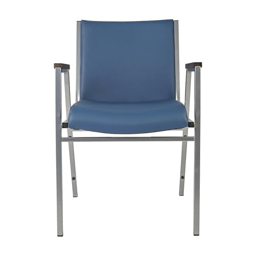 Flash Furniture Hercules Vinyl Stack Chair with Arms, Navy - color: Navy Vinyl, size: Set of 1