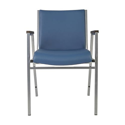 Flash Furniture Hercules Vinyl Stack Chair with Arms, Navy - color: Navy Vinyl, size: Set of 1