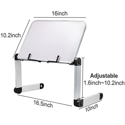 Extra Large Adjustable Book Stand for Bed and Sofa - Multifunctional Laptop Holder With Page Clips, Ergonomic Multi-Height Angles, Portable for Heavy Textbooks and Cooking - size: 19.5x10inches, style: 4 legs-White