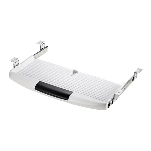 Keyboard Tray Under Desk, Sliding Keyboard Drawer Tray, Pull Out Organizer, Slide Out Keyboard Holder, Easy Installation, White