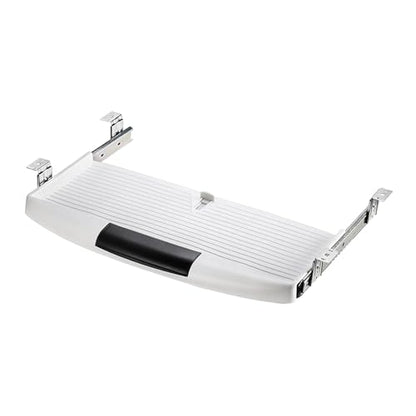 Keyboard Tray Under Desk Sliding Keyboard Drawer Tray Pull Out Silent Slide Rail Computer Drawer for Home Office Workstations, White