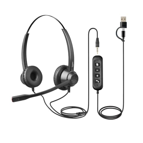 X1D Dual Ear Office Headset with USB-C/A & 3.5mm - Noise Cancelling Mic, Binaural Focus - Wired Headset for PC Laptop, Zoom & Teams, All-Day Comfort