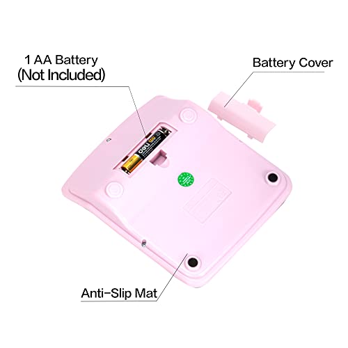 Calculator, Deli Standard Function Desktop Calculators with 12 Digit Large LCD Display and Sensitive Button, Solar Battery Dual Power Office Calculator, Pink - color: Pink