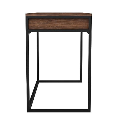 Martha Stewart Ollie Home Office Desk with 3 Drawers in Walnut Wood Grain with Oil Rubbed Bronze Hardware - color: Walnut Top/Oil Rubbed Bronze Frame