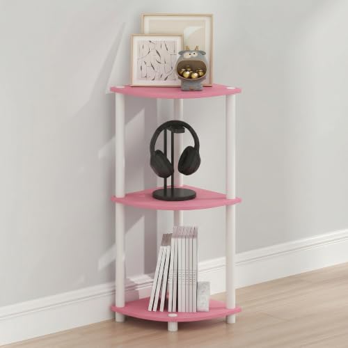 Furinno Turn-N-Tube Toolless Assembly 3-Tier Storage Shelves, Pink - color: Pink/White, size: 3-Tier