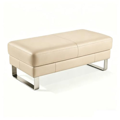 Waiting Room Bench Faux Leather Reception Seating for Office Lobby - color: Beige, size: 39.4"L×17.7"W×16.9"H