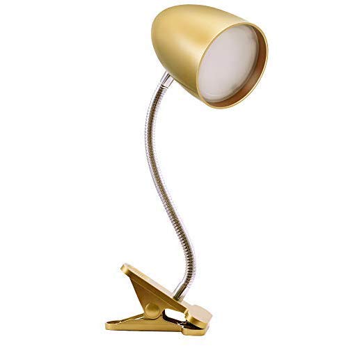 E ENERGETIC LIGHTING Clip on Light for Bed, Non-Dimmable Clip on Reading Light for Bed, 4000K Cool White, 3.5W 240 LM Desk lamp with clamp, Eye Protection, ETL Listed, Gold - color: Clip Lamp-Gold