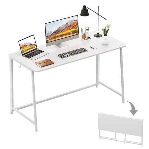 WOHOMO Folding Desk, 47.2" Foldable Computer Desk for Bedroom, Space Saving Computer Table Writing Workstation for Home Office, Easy Assembly, White - color: White, size: Extra Large Size:47.2 x 19.6