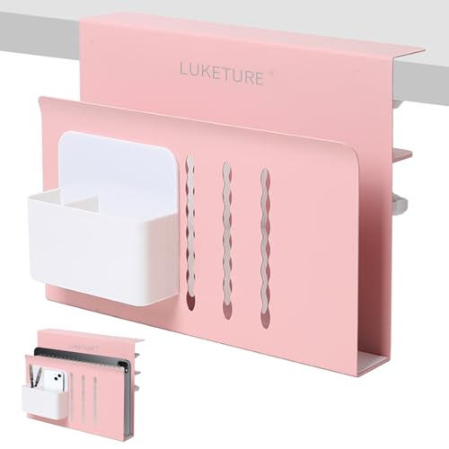 LUKETURE Desk Side Storage Laptop Holder No Drill Clamp On Organizer - color: Pink, size: M(1 Tier)