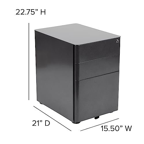 Flash Furniture 3-Drawer Locking Mobile Filing Cabinet, Black - color: Black, style: Modern
