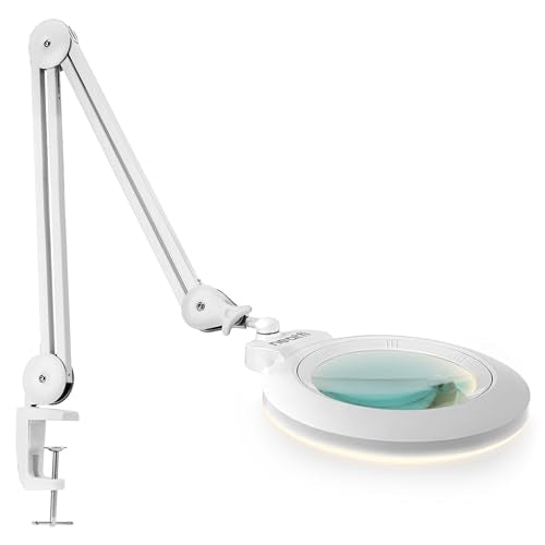 Neatfi Pro Series Bifocal LED Magnifying Lamp – True Color Accuracy (CRI 95) | 7-Inch Acrylic Lens | 2.25x/6x Magnification | 168 LEDs | CCT | Professional Magnifier Lamp (White, CCT with Clamp) - color: White, size: CCT with Clamp
