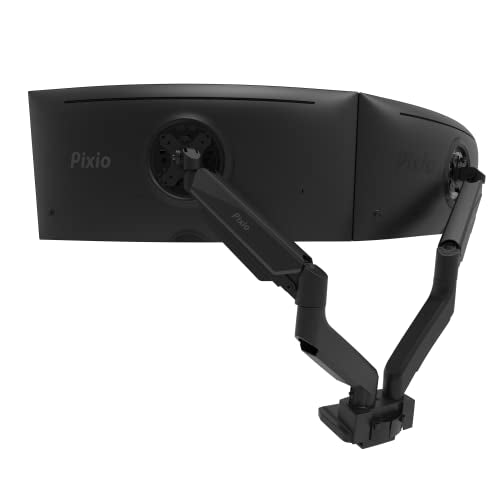 Pixio PS2D Ultrawide Heavy-Duty Premium Dual Monitor Arm Stand Desk Mount - Fits up to 35 inches Two Monitors, Weights up to 33 lbs Each, Height Adjustable, Compatible with VESA 75x75mm 100x100mm - color: Black, size: Dual 17"-35"