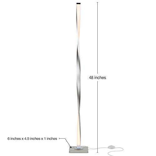 Brightech Helix LED Bright Floor Lamp for Living Rooms & Bedrooms, 48" Tall Pole Lamp, Dimmable Standing Lamp - Platinum Silver - color: Warm White Light with Silver Frame