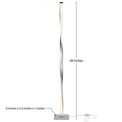 Brightech Helix LED Bright Floor Lamp for Living Rooms & Bedrooms, 48" Tall Pole Lamp, Dimmable Standing Lamp - Platinum Silver - color: Warm White Light with Silver Frame