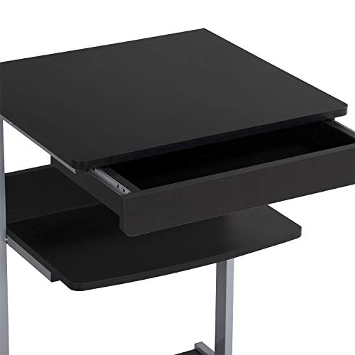 Yaheetech Tiny Mobile Computer Desk, 3-Tier Rolling Cart with Drawer, Black - color: Black