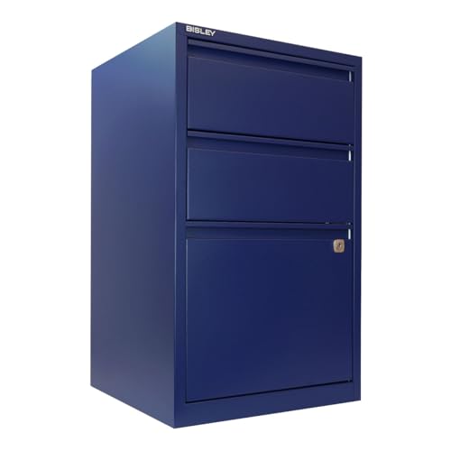 Bisley 3-Drawer Flush Front Vertical File Cabinet - Oxford Blue - color: Oxford Blue, size: 3 Drawer
