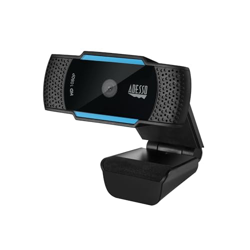 Adesso CyberTrack H5-TAA 1080P HD Auto Focus Webcam with Built-in Dual Microphone, Tripod Mount and Privacy Shutter Cover TAA Compliant