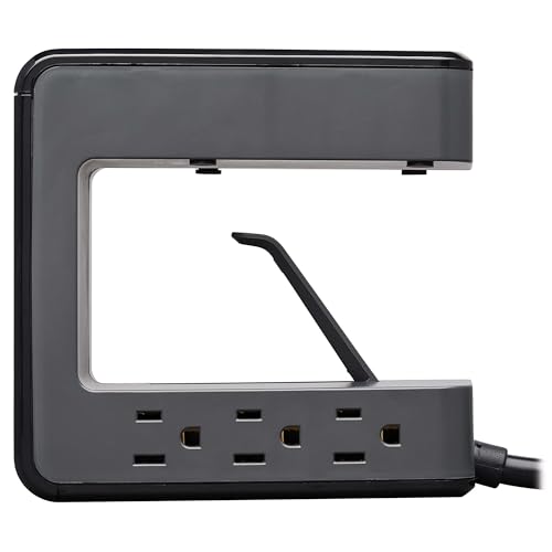 Tripp Lite Safe-IT Desk Clamp Surge Protector, 6-Outlets, USB-C & 2 USB-A Ports, 8Ft / 2.4M Cord, $50,000 Insurance & Limited Life Manufacturer's Warranty (TLP648UCBAM) - style: Safe-IT