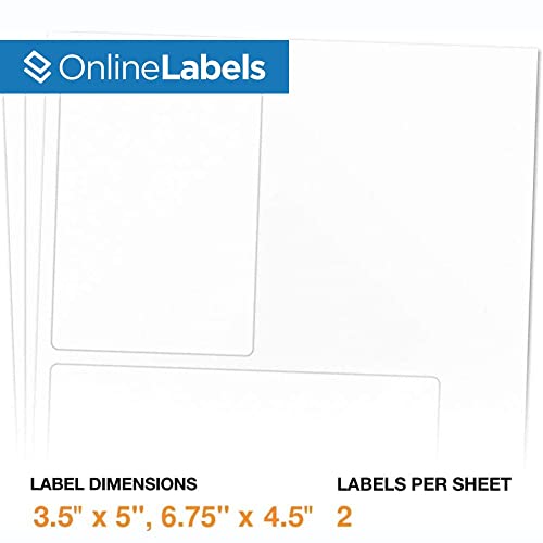 OnlineLabels 3.5" x 5" & 6.75" x 4.5" - White Matte - 100 Sheets - size: 100 Sheet Pack
