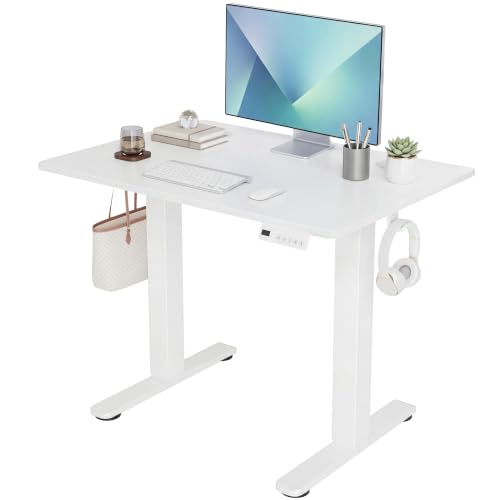 Claiks Electric Small Standing Desk, 32x19 Inch, White - color: White, size: 32 Inch
