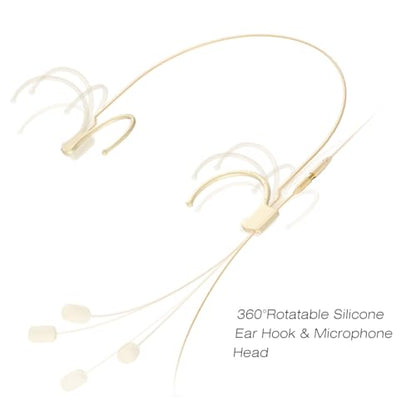 KIMAFUN Headset/Headworn Microphone Professional Earset Over Ear Hanging Condenser Mic Compatible with Shure Wireless System Bodypack Transmitter, Ideal for Performance, Theater, Lecture - Beige D4 - size: D4 for Shure Wireless System