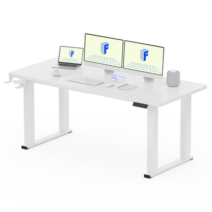 FLEXISPOT 4-Leg Standing Desk, 78"x32", Dual Motor Electric, White - size: 71"x32"