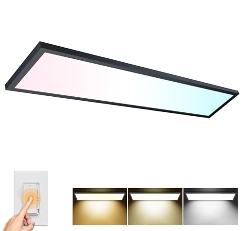 AIKVSXER 1 Pack 1x4 LED Flat Panel Light Surface Mount Black, 5500LM 50W - color: Black, size: 1x4FT 1PACK
