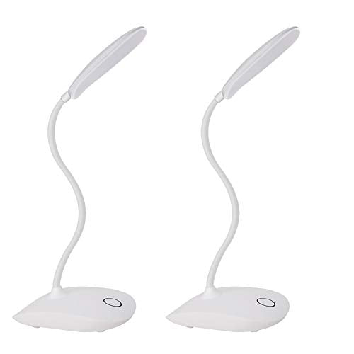 DEEPLITE LED Desk Lamp Battery Operated Lights Cordless Rechargeable Lamp, Flexible Portable Light for Bed Craft Nail Home Office, Eye-Caring Dimmable Small Desk Lamp Wireless Reading Lamp - 2 Pack - color: White, size: 2 Pack