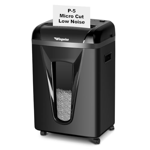Wingwise 9 Sheets Micro Cut Paper Shredder for Home Office | P-5, 10 Mins Runtime, 5.8 gal, Shreds CDs & Credit Cards