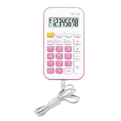 Pocket Calculator, Mini Small Portable Basic Calculator with Rope Multifunctional Office Supplies Accounting Tool for Adult Office Family (Pink) - color: Pink